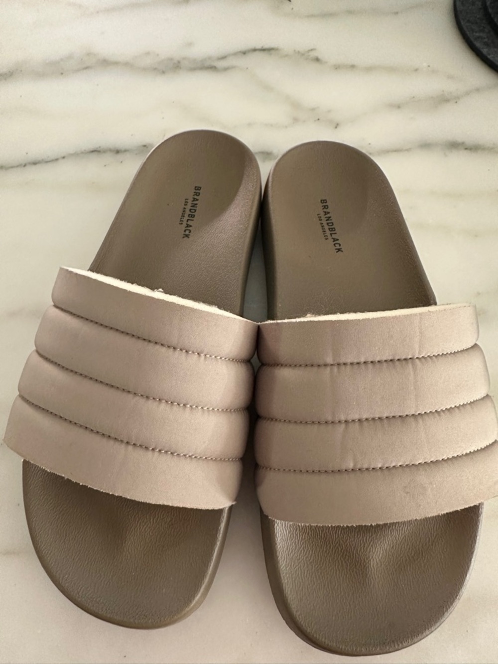 Brandblack Women's Padded Slide Sandals in Tan/Cream
